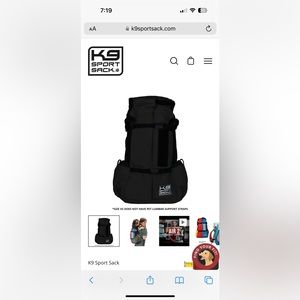K9 SportSack Air 2 Jet Black, XS, with booster block. Never used